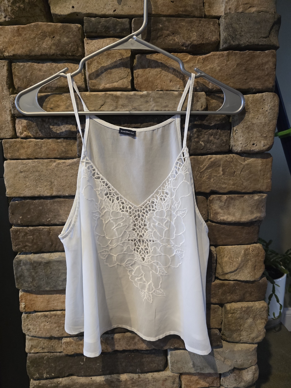 Brandy Melville Cream Lace-Front Spaghetti Strap Tank